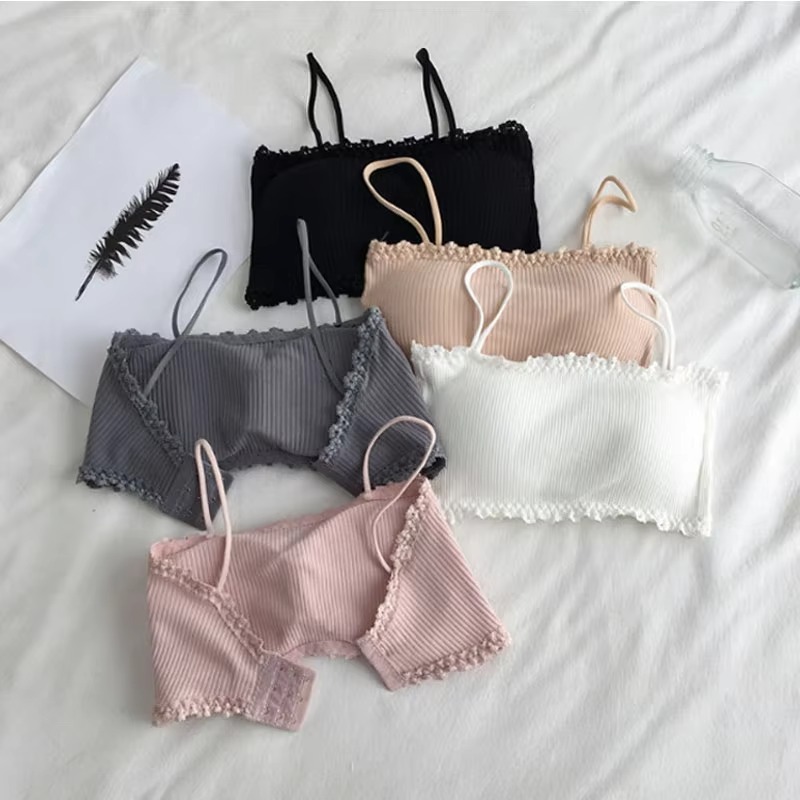 Suspender Tank Top - Sutiã de Algodão Feminino, Top Tomara