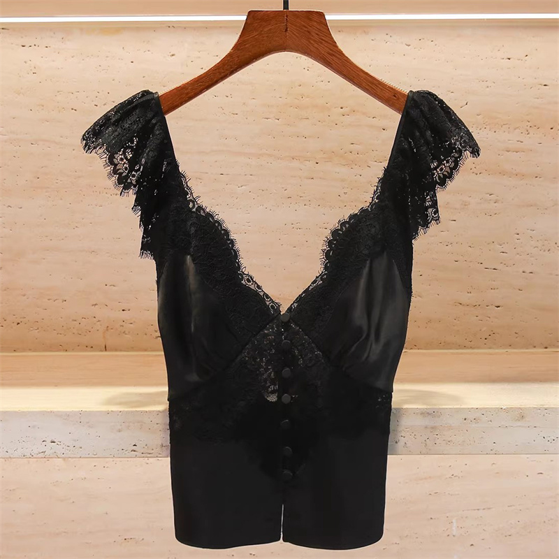 Suspender Tank Top - Colete Feminino Novo com Renda e